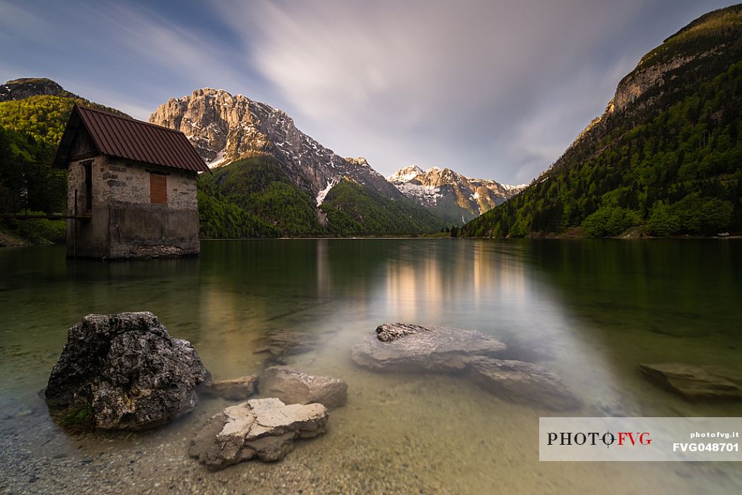 Predil lake in the Julian Alps, Tarvisio, Friuli Venezia Giulia, Italy, Europe